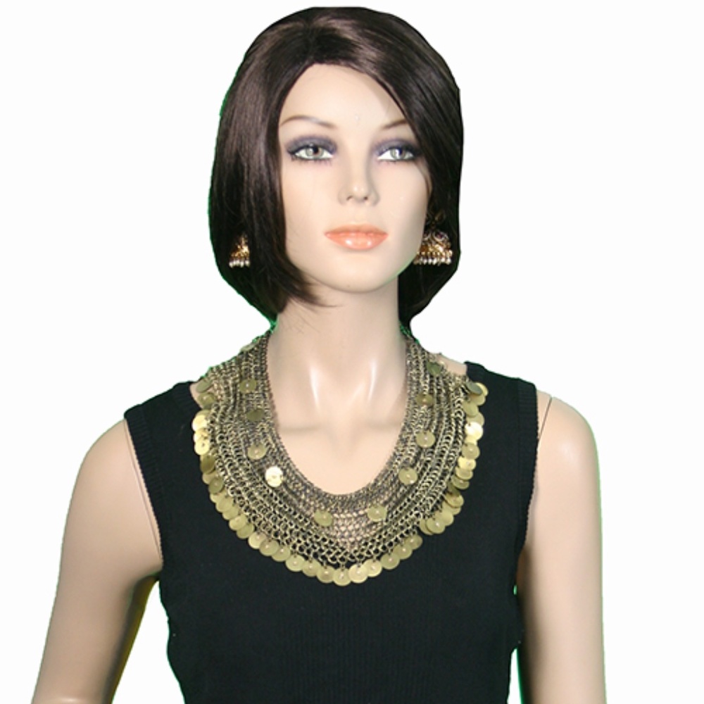 Brass Mesh Pattern Statement Necklace - image 1